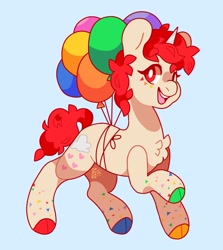 Size: 2500x2806 | Tagged: safe, artist:cocopudu, imported from derpibooru, oc, oc only, pony, unicorn, balloon, cloven hooves, floating, flying, solo