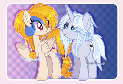 Size: 2200x1500 | Tagged: safe, artist:red_moonwolf, imported from derpibooru, golden feather, princess celestia, princess luna, oc, oc:azure wish, pegasus, pony, unicorn, butt freckles, duo, freckles, looking at each other, looking at someone, raised hoof, show accurate, unamused