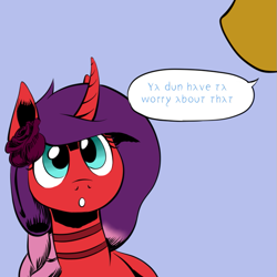 Size: 659x659 | Tagged: safe, artist:darkhestur, imported from derpibooru, oc, oc:dark, oc:summer-epos, earth pony, pony, unicorn, braid, flower, flower in hair, speech bubble