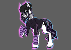 Size: 4961x3508 | Tagged: safe, artist:mekblue, imported from derpibooru, oc, oc:spettro, pony, undead, unicorn, beanie hat, colored sketch, doodle, horn, severed horn, thin legs, tired, unicorn oc