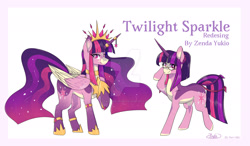 Size: 1920x1119 | Tagged: safe, artist:fastycolors08, imported from derpibooru, twilight sparkle, alicorn, pony, unicorn, deviantart watermark, glasses, obtrusive watermark, redesign, simple background, solo, twilight sparkle (alicorn), unicorn twilight, watermark, white background