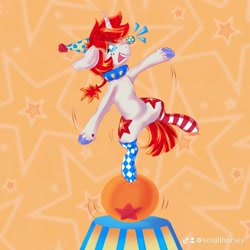 Size: 1080x1080 | Tagged: safe, artist:plushplague, imported from derpibooru, oc, oc only, pony, unicorn, circus, clown, horn, solo, unicorn oc