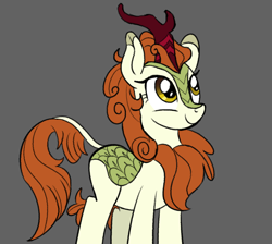 Size: 1310x1176 | Tagged: safe, artist:nonameorous, imported from derpibooru, autumn blaze, pony, sounds of silence, female, gray background, looking up, simple background, smiling, solo
