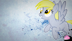 Size: 1920x1080 | Tagged: artist needed, safe, artist:edwinprgtr, edit, imported from derpibooru, derpy hooves, pegasus, pony, abstract background, female, flying, mare, smiling, solo, wallpaper, wallpaper edit, watermark