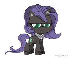 Size: 1240x997 | Tagged: safe, artist:darkmythiccat, imported from derpibooru, oc, oc:slash, pony, my little pony: pony life, female, filly, foal, frown, g4.5, jewelry, necklace, ponified