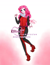 Size: 1280x1662 | Tagged: safe, artist:rikkatan, imported from derpibooru, pinkie pie, human, female, humanized, jester, solo