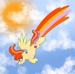 Size: 719x710 | Tagged: safe, artist:bug, imported from derpibooru, oc, pegasus, pony, flying, rainbow