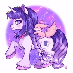 Size: 2048x2048 | Tagged: safe, artist:chocchippony, imported from derpibooru, fox, pony, unicorn, heart, heart eyes, ponified, raiden shogun (genshin impact), wingding eyes, yae miko (genshin impact)