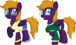 Size: 1920x1144 | Tagged: safe, artist:alexdti, imported from derpibooru, oc, oc:purple creativity, pegasus, pony, clothes, glasses, hoodie, shirt, solo