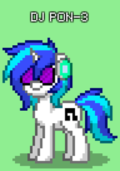 Size: 576x816 | Tagged: safe, imported from derpibooru, dj pon-3, vinyl scratch, pony, unicorn, pony town, glasses, green background, headphones, simple background, solo