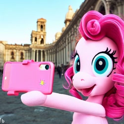 Size: 1024x1024 | Tagged: safe, imported from derpibooru, pinkie pie, pony, ai content, ai generated, female, mare, phone, selfie