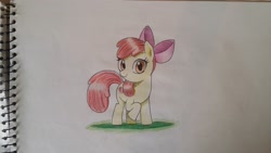 Size: 4128x2322 | Tagged: safe, artist:mrbojorquez7, imported from derpibooru, apple bloom, earth pony, pony, apple bloom's bow, bow, female, hair bow, solo, traditional art