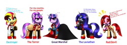 Size: 6719x2385 | Tagged: safe, artist:questionmarkdragon, imported from derpibooru, starlight glimmer, sunset shimmer, twilight sparkle, oc, pony, robot, robot pony, unicorn, clothes, dress, female, horn, mare, simple background, unicorn oc, uniform, white background