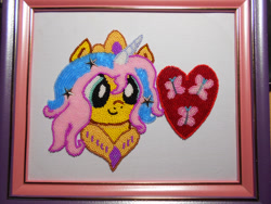 Size: 1280x960 | Tagged: safe, artist:lightdragon1988, imported from derpibooru, fluttershy, pegasus, pony, bead art, female, irl, jewelry, photo, regalia, solo, traditional art