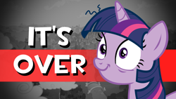 Size: 1200x675 | Tagged: safe, artist:horses are fuckin weird, artist:moonbrony, imported from derpibooru, twilight sparkle, pony, grayscale, it's over, meme, monochrome, ponified meme, ponyville, shitposting, soldier, team fortress 2, text, twilight snapple, vector