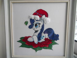 Size: 5152x3864 | Tagged: safe, artist:lightdragon1988, imported from derpibooru, rarity, pony, unicorn, christmas, cross stitch, female, holiday, irl, photo, solo, traditional art