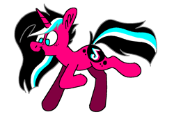 Size: 1316x900 | Tagged: safe, artist:msponies, imported from derpibooru, oc, oc only, pony, unicorn, ear fluff, female, freckles, mare, ms paint, open mouth, open smile, ponified, raised hoof, simple background, smiling, solo, tail, tiktok, white background