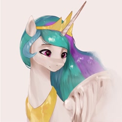 Size: 2000x2000 | Tagged: safe, artist:pascal571, imported from derpibooru, princess celestia, alicorn, pony, crown, cute, cutelestia, eyebrows, eyebrows visible through hair, female, high res, jewelry, mare, peytral, regalia, simple background, smiling, solo, white background, wings