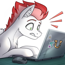 Size: 1823x1823 | Tagged: safe, artist:helmie-art, imported from derpibooru, oc, oc only, oc:swift apex, pegasus, pony, computer, computer mouse, laptop computer, shocked, shocked expression, simple background, solo, sticker, transparent background