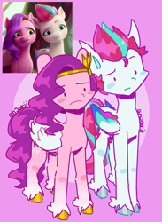 Size: 612x837 | Tagged: safe, artist:anwa-gows-uwu, imported from derpibooru, pipp petals, zipp storm, pegasus, pony, eyebrows, female, g5, mare, raised eyebrow, scene interpretation, unshorn fetlocks