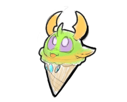 Size: 881x708 | Tagged: safe, artist:zutcha, imported from derpibooru, thorax, changedling, changeling, cute, ice cream cone, inanimate tf, king thorax, male, silly, simple background, sketch, solo, tongue out, transformation, white background