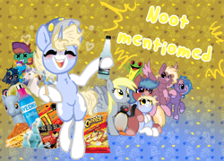 Size: 3229x2327 | Tagged: safe, artist:nootaz, imported from derpibooru, derpy hooves, oc, oc:blitz razorwind, oc:deadmeat, oc:may mache, oc:minnie static, oc:nootaz, oc:speed paint, hot cheetos