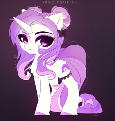 Size: 2401x2519 | Tagged: safe, artist:red_tsukini, imported from derpibooru, oc, oc only, oc:dainty dove, pony, unicorn, ear piercing, earring, eyeshadow, female, garter, jewelry, makeup, mare, piercing, unshorn fetlocks