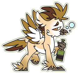 Size: 1737x1620 | Tagged: safe, artist:sheiin, imported from derpibooru, oc, oc:hoppescotch, hippogriff, bottle, drunk, male, tongue out