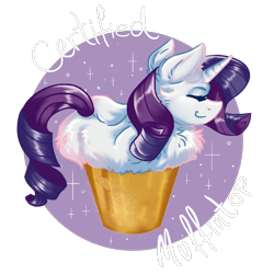 Size: 2000x2000 | Tagged: safe, artist:dankpegasista, derpibooru exclusive, imported from derpibooru, rarity, cat, cat pony, original species, pony, unicorn, april fools joke, chest fluff, chillaxing, circle background, cute, ear fluff, eyelashes, eyes closed, female, flowy mane, food, happy, highlights, joke, limbless, lying down, meme, muffin, muffin top, pastry, png, raribetes, shading, shiny mane, side view, simple background, simple shading, smiling, solo, sparkles, text, transparent background