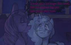 Size: 1118x707 | Tagged: safe, anonymous artist, imported from derpibooru, opaline arcana, alicorn, pony, unicorn, series:misty pov, spoiler:g5, bruised, crying, duo, duo female, female, g5, mare, misty, misty deserves better, opabitch, opaline arcana is not amused, unamused