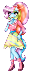Size: 1600x3840 | Tagged: safe, artist:dazzlingmimi, imported from derpibooru, rainbow dash (g3), equestria girls, clothes, cutie mark, cutie mark on clothes, equestria girls-ified, g3, g3 to equestria girls, generation leap, hand on chest, open mouth, ponied up, rainbow dash always dresses in style, simple background, transparent background