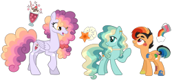 Size: 3155x1478 | Tagged: safe, artist:strawberry-spritz, imported from derpibooru, oc, oc only, alicorn, pegasus, pony, base used, female, magical lesbian spawn, magical threesome spawn, mare, offspring, parent:derpy hooves, parent:fluttershy, parent:fresh coat, parent:pinkie pie, parent:princess celestia, parent:rainbow dash, parent:vapor trail, parents:vaporshy, simple background, transparent background