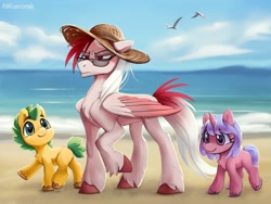 Size: 1440x1080 | Tagged: safe, artist:anoraknr, imported from derpibooru, oc, oc only, oc:jordan, beach, female, filly, foal, male, stallion