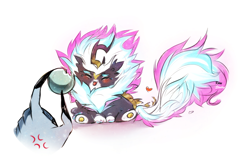 Size: 2837x1852 | Tagged: safe, artist:krissstudios, imported from derpibooru, oc, oc only, oc:joshua, kirin, nirik, :p, angry, ball, bite mark, chest fluff, chibi, cross-popping veins, crying, cute, emanata, eyes closed, fluffy, glow, glowing mane, glowing tail, hand, heart, long nails, madorable, male, ocbetes, sharp nails, simple background, sitting, smol, solo focus, tail, tongue out, underhoof, white background