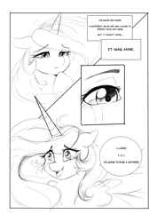 Size: 4093x5787 | Tagged: safe, artist:thelunarmoon, imported from derpibooru, princess celestia, alicorn, pony, comic, crying, female, implied pregnancy, implied princess luna, sketch, solo, tears of joy