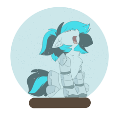 Size: 3567x3557 | Tagged: safe, artist:beardie, imported from derpibooru, oc, oc:flawless ice, cyborg, pony, unicorn, snow globe, solo, trapped