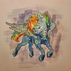 Size: 4096x4060 | Tagged: safe, artist:sacklumi, imported from derpibooru, rainbow dash, pegasus, pony, simple background, solo, traditional art