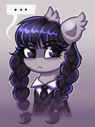 Size: 1025x1362 | Tagged: safe, artist:confetticakez, imported from derpibooru, pony, bust, female, gradient background, ponified, solo, wednesday addams