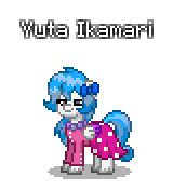 Size: 160x176 | Tagged: safe, artist:dematrix, imported from derpibooru, oc, oc only, oc:yuta ikamari, pegasus, pony, pony town, clothes, female, japanese, mare, pixel art, simple background, solo, transparent background