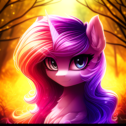 Size: 2048x2048 | Tagged: safe, imported from derpibooru, oc, pony, unicorn, chest fluff, ear fluff, machine learning generated, purplesmart.ai, solo, stable diffusion