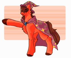 Size: 854x695 | Tagged: safe, artist:borzoibuddy, imported from derpibooru, oc, oc:robertapuddin, pony, cape, clothes, cosplay, costume, cute, hat, old art, solo, trixie's cape, trixie's hat