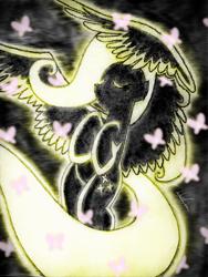 Size: 1440x1920 | Tagged: safe, artist:wojtek-ツ, imported from derpibooru, fluttershy, butterfly, pegasus, floating, fluttershy day, glowing, pencil drawing, photoshop elements, reference used, simple background, solo, spread wings, traditional art, wings