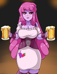 Size: 1805x2318 | Tagged: safe, artist:n00bultima, imported from derpibooru, berry punch, berryshine, human, equestria girls, alcohol, beer, breasts, busty berry punch, drunk, equestria girls-ified, female, go home you're drunk, mug, oktoberfest, open mouth, open smile, smiling, solo