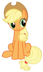 Size: 616x1037 | Tagged: artist needed, safe, imported from derpibooru, applejack, earth pony, pony, apple, cute, jackabetes, simple background, sitting, solo, transparent background