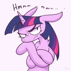 Size: 548x551 | Tagged: safe, artist:littmosa, imported from derpibooru, twilight sparkle, pony, hmm, text, thinking