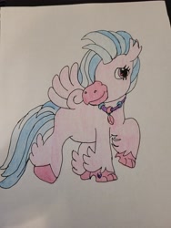 Size: 4032x3024 | Tagged: safe, artist:mintwhistle, imported from derpibooru, silverstream, classical hippogriff, hippogriff, crayon drawing, feathered fetlocks, female, g3, g4, g4 to g3, generation leap, heart, heart eyes, jewelry, looking at you, necklace, smiling, smiling at you, solo, spread wings, style emulation, teenager, traditional art, unshorn fetlocks, wingding eyes, wings