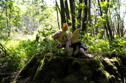 Size: 1097x728 | Tagged: safe, artist:mgrdash, imported from derpibooru, fluttershy, bat pony, pony, bat ponified, clothes, dress, flutterbat, forest, irl, photo, ponies in real life, race swap, solo