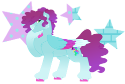 Size: 1280x854 | Tagged: safe, artist:itstechtock, imported from derpibooru, oc, oc:glitter bomb, pegasus, pony, colored wings, female, magical lesbian spawn, mare, multicolored wings, offspring, parent:jazz hooves, parent:pipp petals, quadrupedal, simple background, solo, transparent background, wings