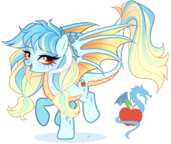 Size: 2170x1833 | Tagged: safe, artist:gihhbloonde, imported from derpibooru, oc, dracony, dragon, hybrid, female, magical lesbian spawn, offspring, parent:applejack, parent:princess ember, simple background, solo, transparent background