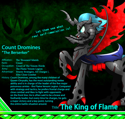 Size: 2340x2234 | Tagged: safe, artist:questionmarkdragon, imported from derpibooru, oc, oc only, changeling queen, changeling queen oc, male, parent:queen chrysalis, red changeling, smiling, solo, story included